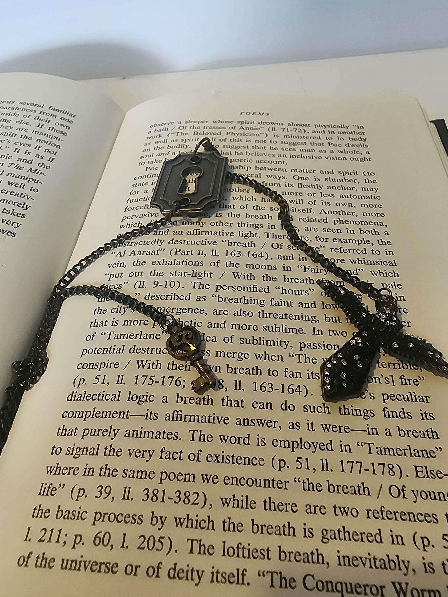 Gothic Raven & Skeleton Key Jewelry Bookmark