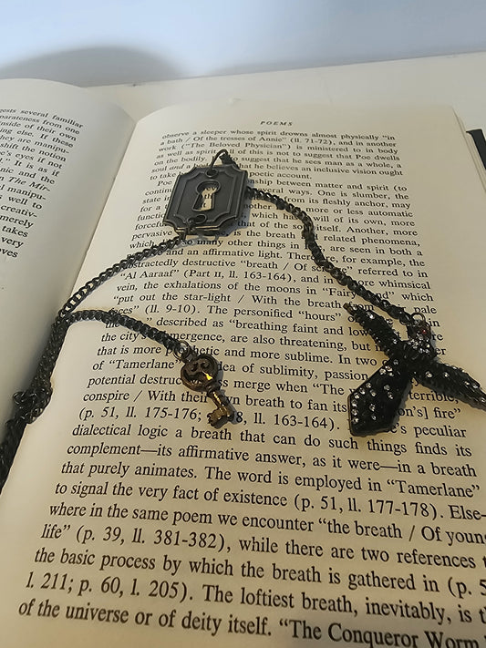 Gothic Raven & Skeleton Key Jewelry Bookmark