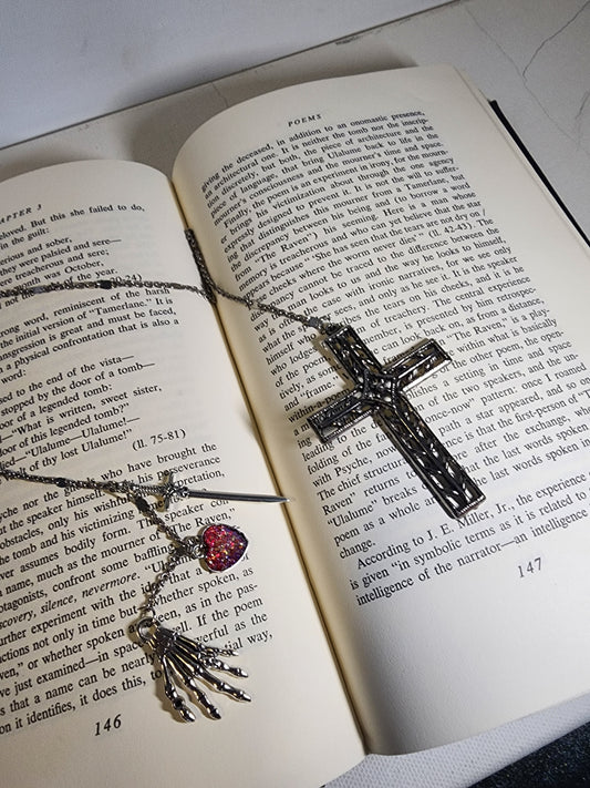 Gothic Cross & Skeleton Hand Bookmark